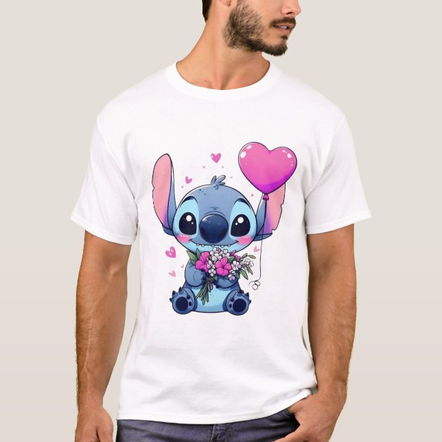 Blue Creature Love Tee – Whimsical Character Shirt (Front)