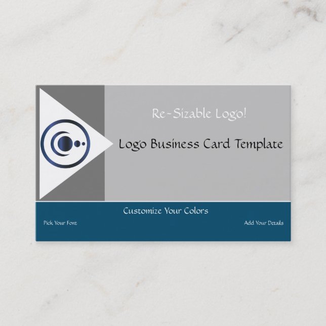 Blue Crescent Moon & Planets Logo Business Card (Front)
