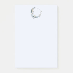 Blue Crescent Moon with White Flowers Post-it Notes
