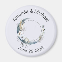 Blue Crescent Moon with White Flowers Wedding