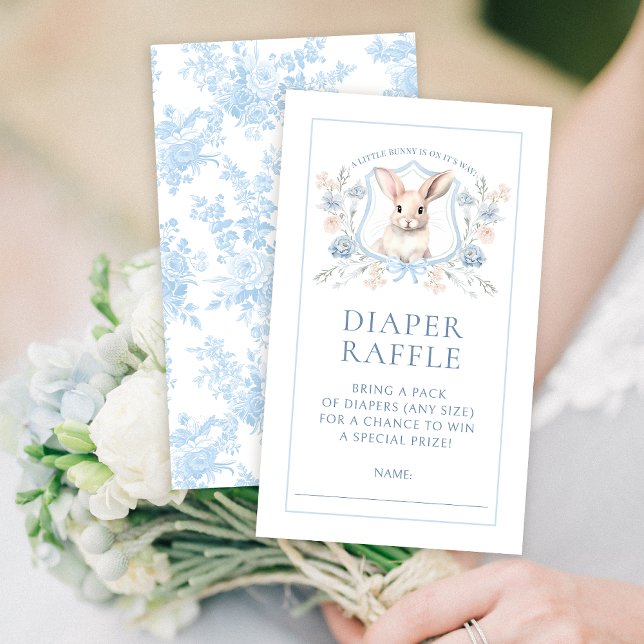 Blue Crest Bunny Baby Boy Shower Diaper Raffle Enclosure Card (Creator Uploaded)