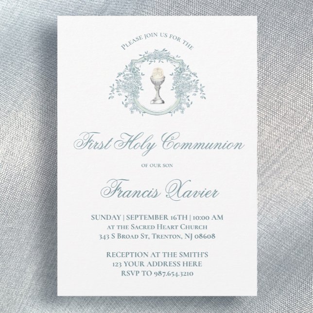 blue crest chalice | First Communion Invitation (Creator Uploaded)