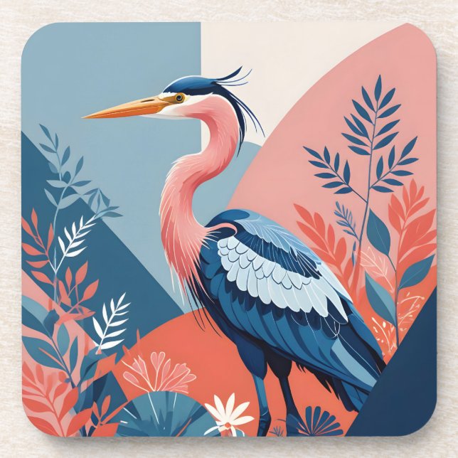 blue crest heron coaster (Front)