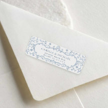 Blue Crest Wedding Return Address Label