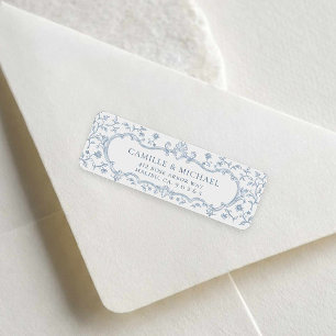 Blue Crest Wedding Return Address Label