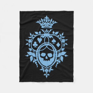 Blue Crest with Skull and Cardsuits Fleece Blanket