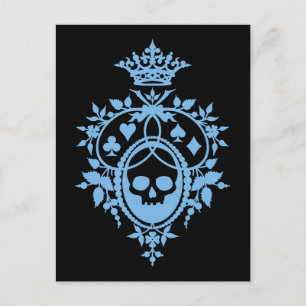 Blue Crest with Skull and Cardsuits Postcard