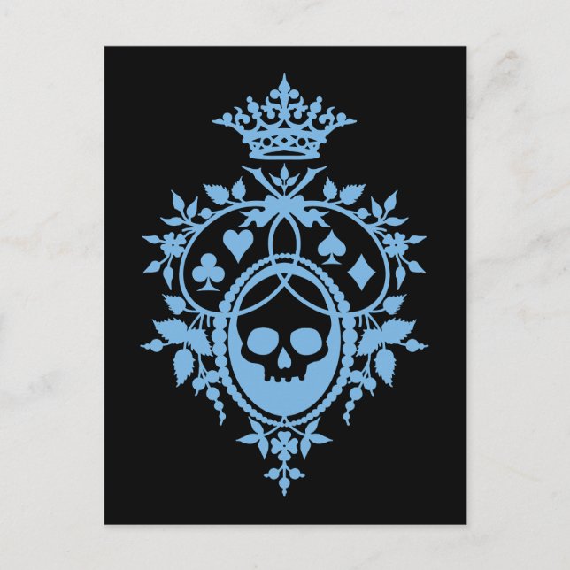 Blue Crest with Skull and Cardsuits Postcard (Front)