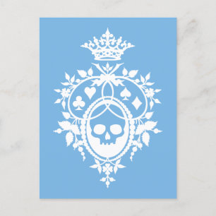 Blue Crest with Skull and Cardsuits Postcard