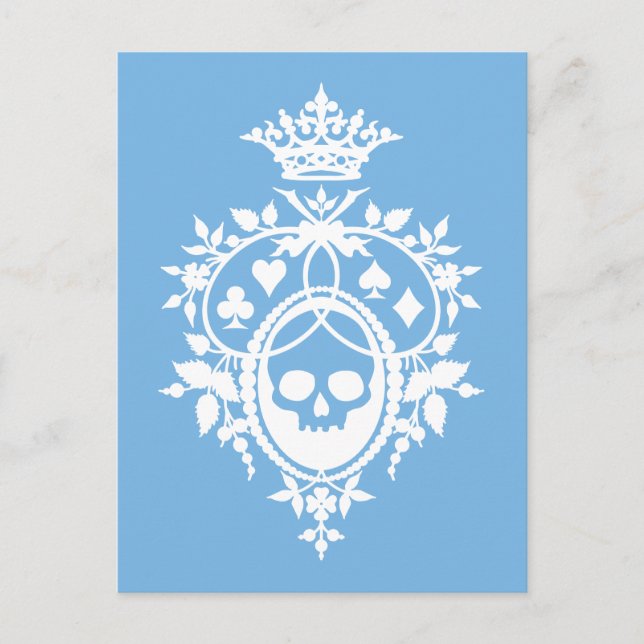 Blue Crest with Skull and Cardsuits Postcard (Front)
