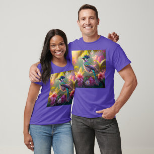 Blue Crested Rainbow Winged Sunbird Fantasy Bird T-Shirt
