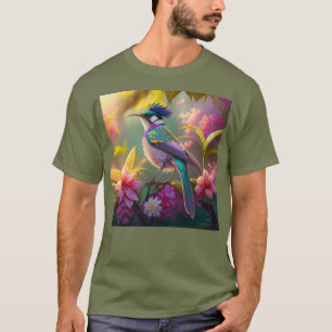 Blue Crested Rainbow Winged Sunbird Fantasy Bird T-Shirt