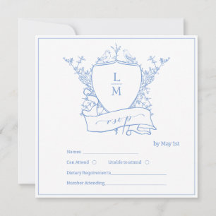 Blue crests floral design rsvp