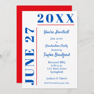 Blue & Crimson Graduation Party Invitations