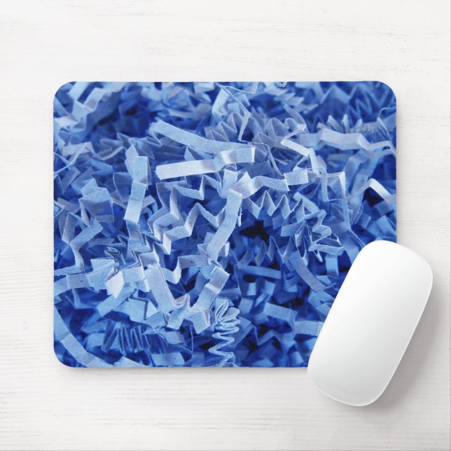 Blue Crinkled Shreds Recycle Stuffing Paper Mouse Mat (With Mouse)
