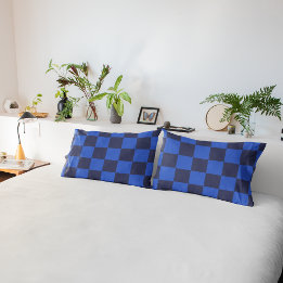 Blue Croatian Geometric Chequered Pattern Pillowcase
