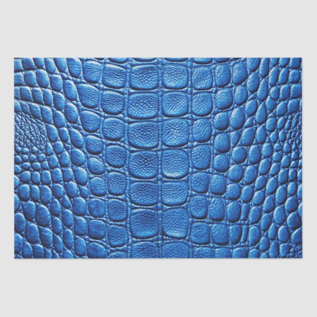 Blue Crocodile Alligator Skin Faux Leather Print Tissue Paper (Front)