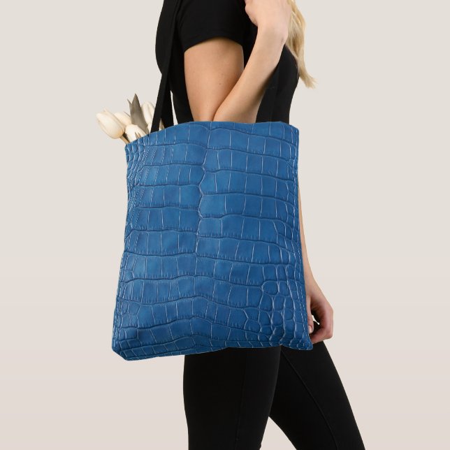 Blue Crocodile leather print  Tote Bag (Close Up)