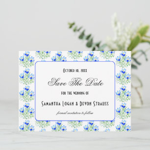 Blue Crocus White Wedding Save The Date