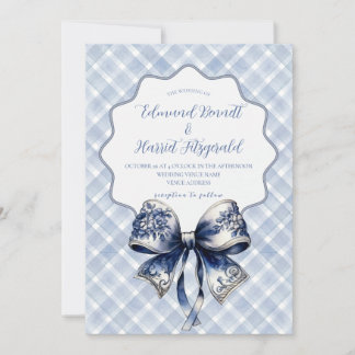 Blue Croquette Inspired Wedding Invitation