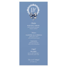 Blue Croquette Inspired Wedding Menu Card