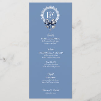 Blue Croquette Inspired Wedding Menu Card