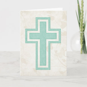 Blue Cross 3 Blank Christian Greeting Card