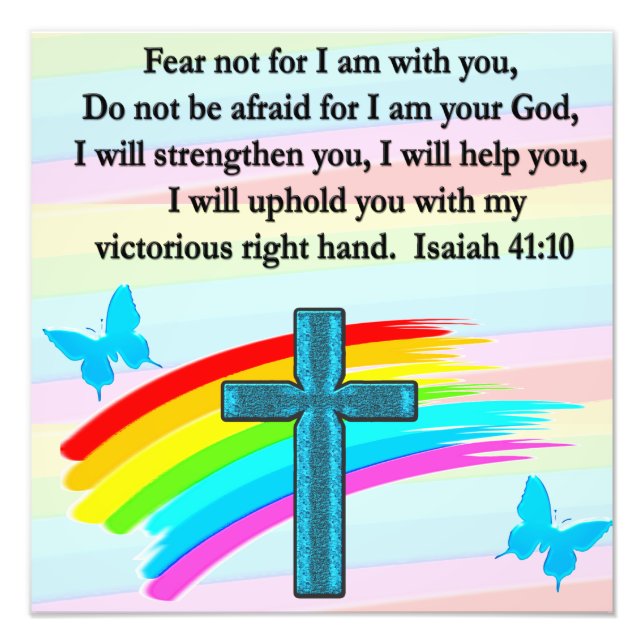 BLUE CROSS AND BUTTERFLY ISAIAH 41:10 PHOTO PRINT (Front)