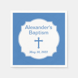 Blue Cross Baby Boy Baptism Christening Napkin