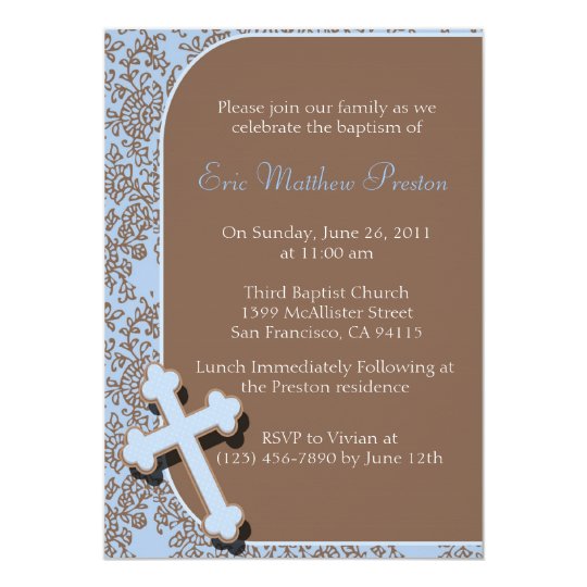 Blue Cross Baptism/Christening Invitation