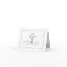 Blue Cross Baptism First Communion Thank You Cards
