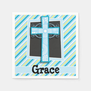 Blue Cross, Blue & Yellow Stripes Napkin