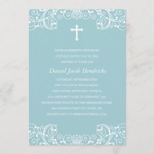 Blue Cross Boys Baptism/Christening Invitation