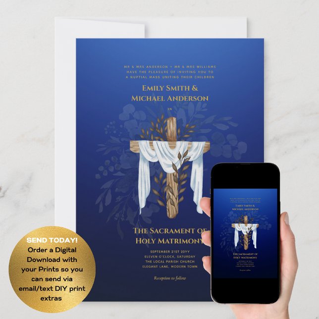 Blue Cross  Catholic Nuptial Mass Wedding Invitation (Creator Uploaded)