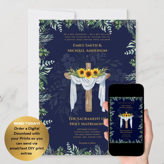 Blue Cross  Catholic Nuptial Mass Wedding Invitation (Creator Uploaded)