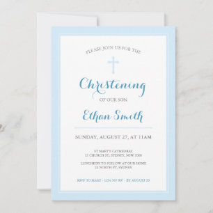 Blue Cross Christening or Baptism Invitation