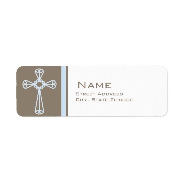 Blue Cross Christening Return Address Label (Front)