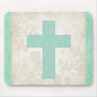 Blue Cross Christian Design Mouse Mat