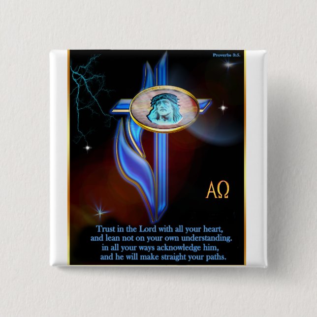 Blue cross Christian Scriptures 15 Cm Square Badge (Front)