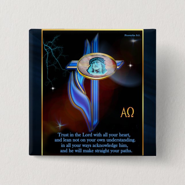 Blue cross Christian Scriptures 15 Cm Square Badge (Front)