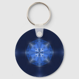 Blue Cross Design Tile by CGB Digital Art.png Key Ring