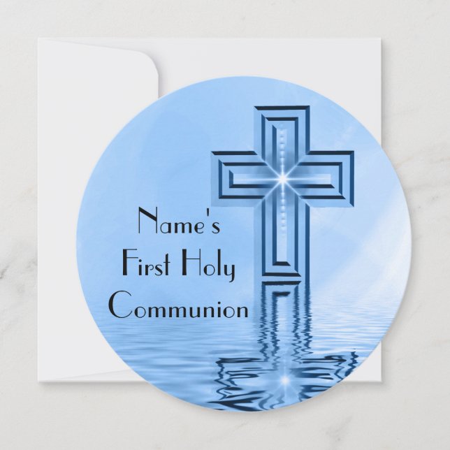 Blue Cross First Holy Communion Invitation (Front)