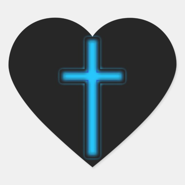 Blue Cross Heart Sticker (Front)