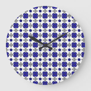 Blue Cross Motif Large Clock