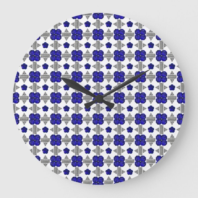 Blue Cross Motif Large Clock (Front)