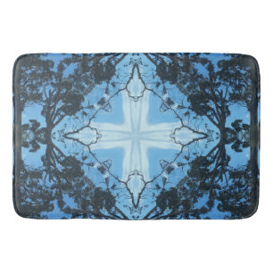 Blue Cross Nature Pattern Bath Mat Large