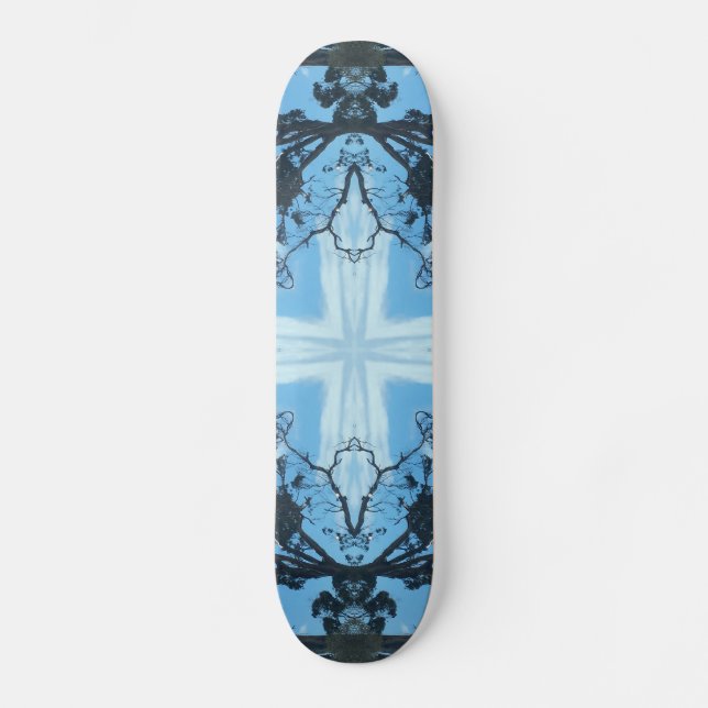 Blue Cross Nature Pattern Skateboard Deck (Front)