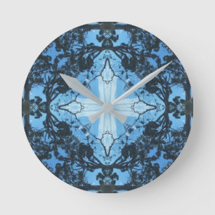 Blue Cross Nature Pattern Wall Clock