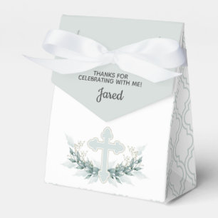 Blue Cross on Quatrefoil Party Favour Box