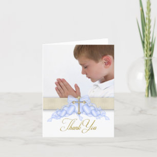 Blue Cross Photo First Communion Thank You Cards